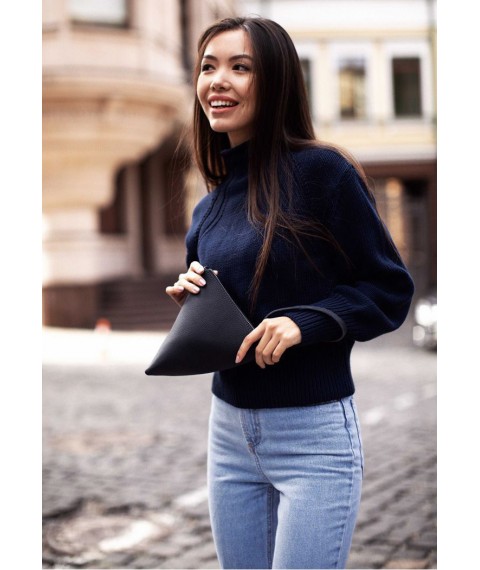Leather women's bag-cosmetic bag Pyramid blue