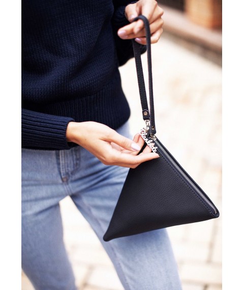 Leather women's bag-cosmetic bag Pyramid blue