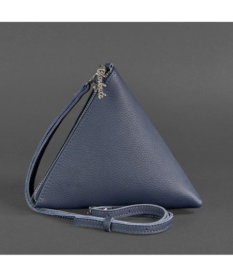 Leather women's bag-cosmetic bag Pyramid blue