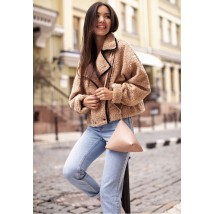 Leather women's bag-cosmetic bag Pyramid light beige