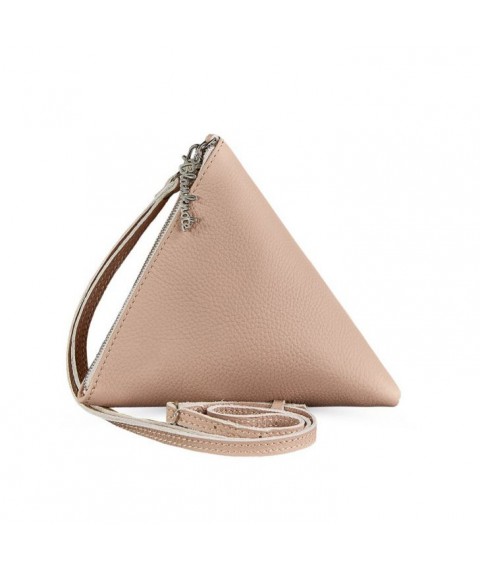 Leather women's bag-cosmetic bag Pyramid light beige
