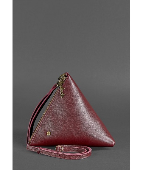 Шкіряна жіноча сумка-косметичка Піраміда Марсала