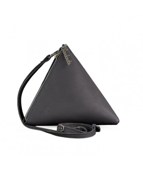 Leather women's bag-cosmetic bag Pyramid black