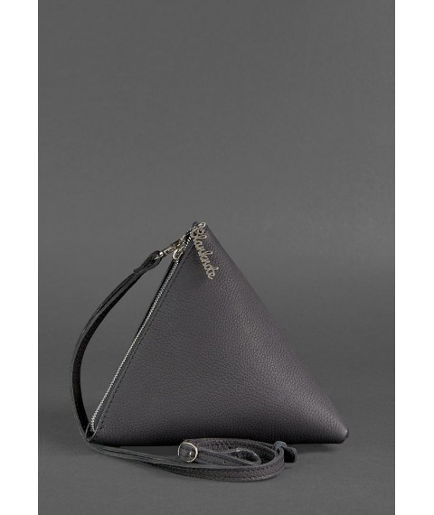 Leather women's bag-cosmetic bag Pyramid black