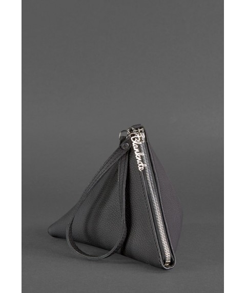 Leather women's bag-cosmetic bag Pyramid black