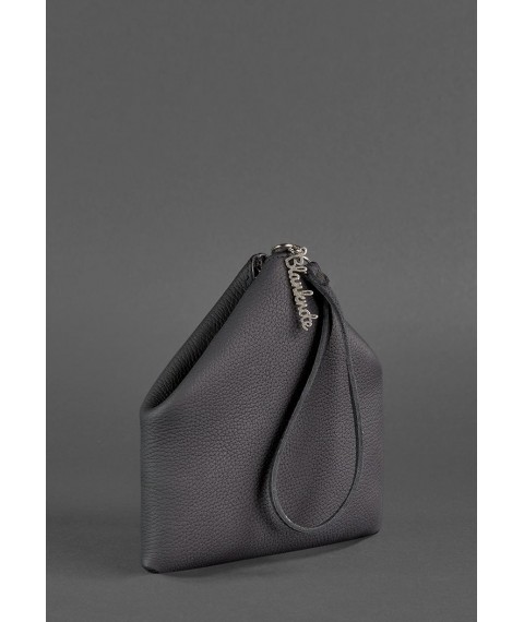 Leather women's bag-cosmetic bag Pyramid black