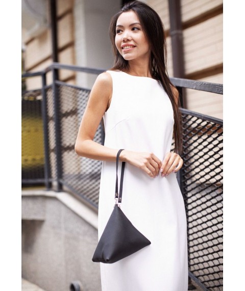 Leather women's bag-cosmetic bag Pyramid black