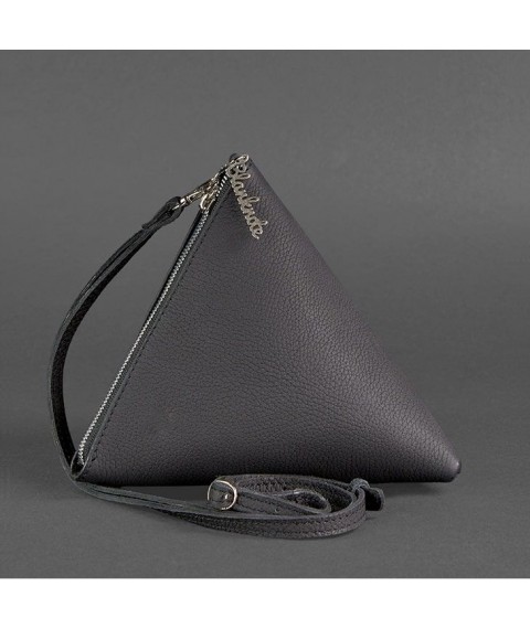 Leather women's bag-cosmetic bag Pyramid black