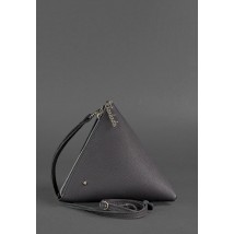 Шкіряна жіноча сумка-косметичка Піраміда чорна
