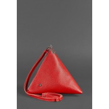 Leather women's bag-cosmetic bag Pyramid red