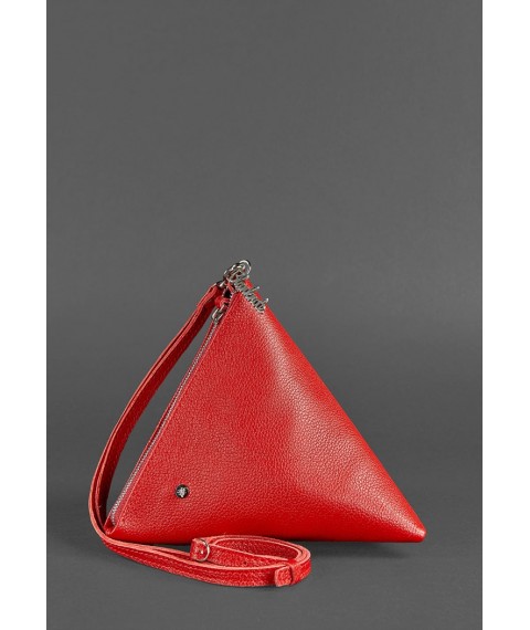 Кожаная женская сумка-косметичка Пирамида красная