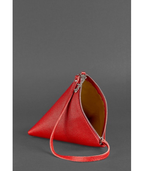 Шкіряна жіноча сумка-косметичка Піраміда червона