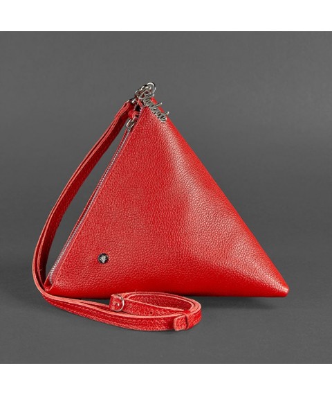 Шкіряна жіноча сумка-косметичка Піраміда червона