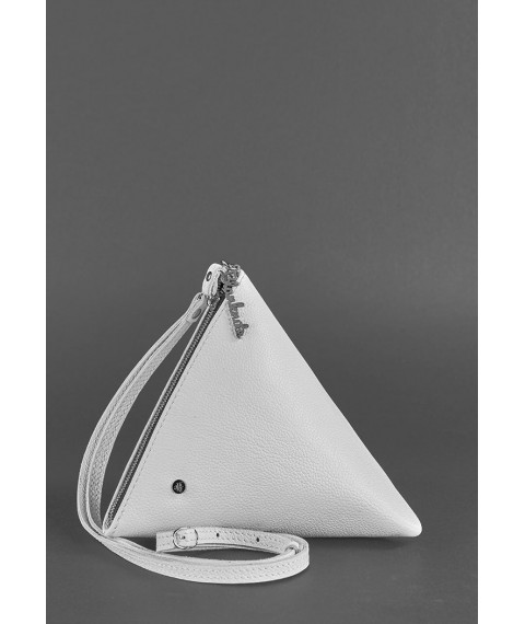 Шкіряна жіноча сумка-косметичка Піраміда біла
