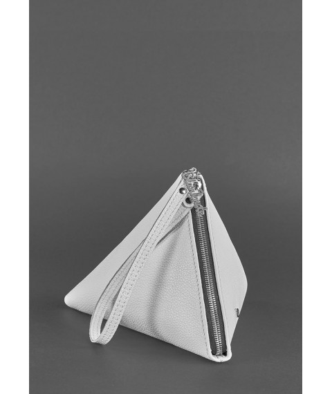 Шкіряна жіноча сумка-косметичка Піраміда біла