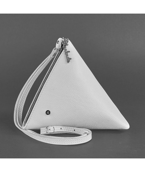 Leather women's bag-cosmetic bag Pyramid white