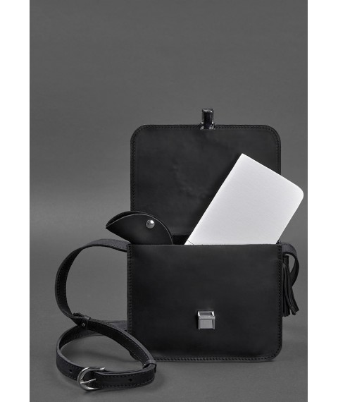 Leather women's boho bag Lilu black Crazy Horse