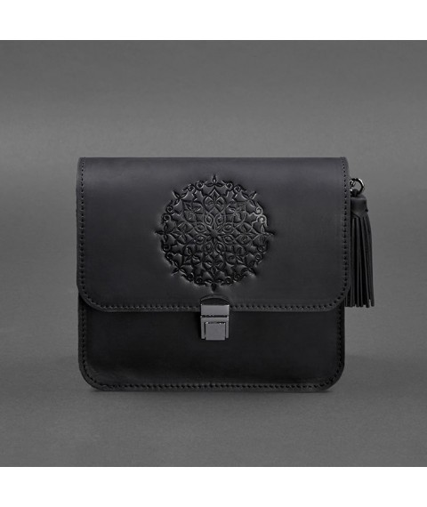 Leather women's boho bag Lilu black Crazy Horse