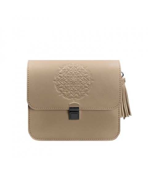 Leather women's boho bag Lilu light beige crust