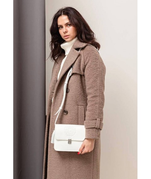 Leather women's boho bag Lilu white