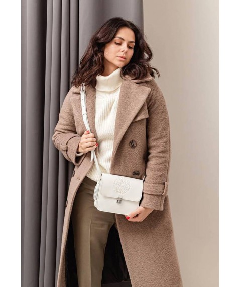 Leather women's boho bag Lilu white