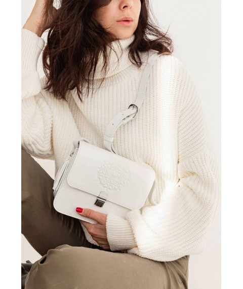 Leather women's boho bag Lilu white