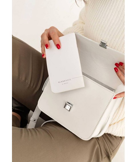 Leather women's boho bag Lilu white