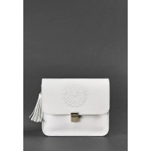 Leather women's boho bag Lilu white