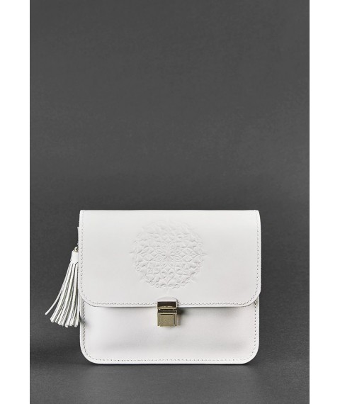 Leather women's boho bag Lilu white