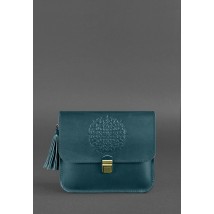 Кожаная женская бохо-сумка Лилу зеленая