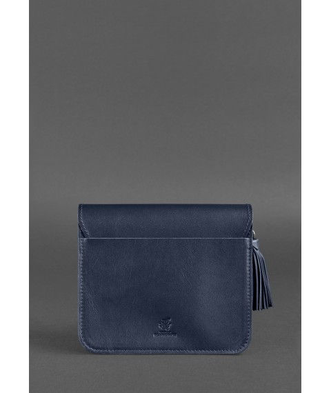 Leather women's boho bag Lilu dark blue