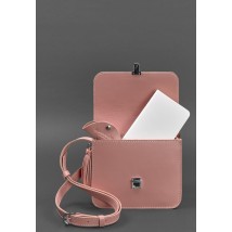 Шкіряна жіноча бохо-сумка Лілу рожева