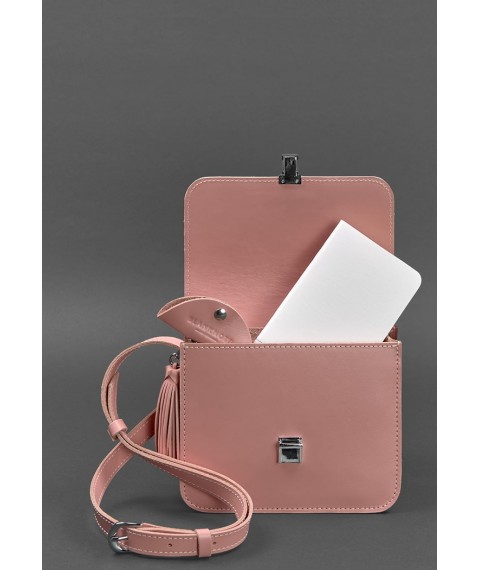 Leather women's boho bag Lilu pink