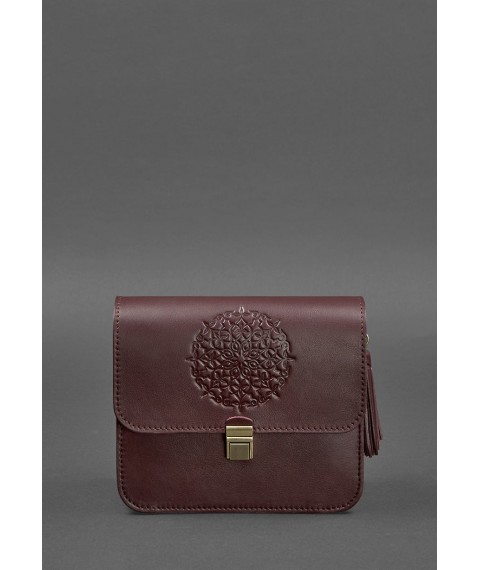 Leather women's boho bag Lilu burgundy Krast