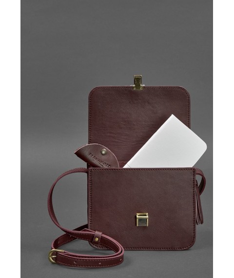 Leather women's boho bag Lilu burgundy Krast