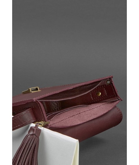 Leather women's boho bag Lilu burgundy Krast