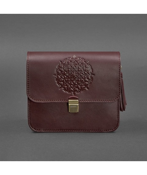 Leather women's boho bag Lilu burgundy Krast
