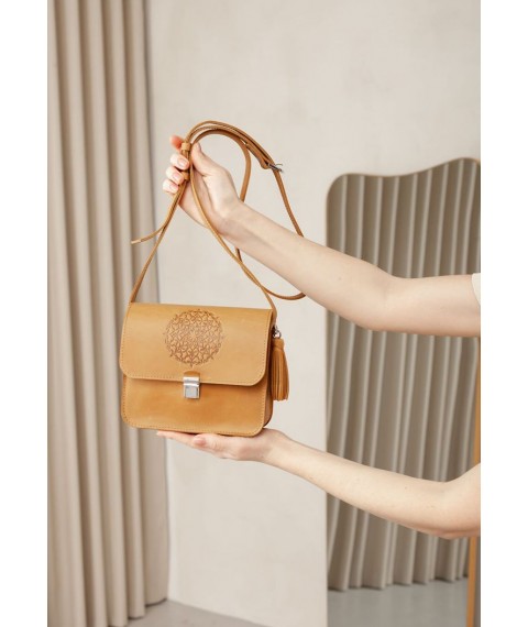 Leather women's boho bag Lilu yellow Crazy Horse