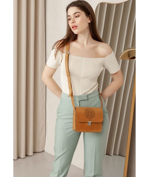 Leather women's boho bag Lilu yellow Crazy Horse