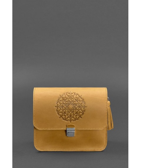Leather women's boho bag Lilu yellow Crazy Horse