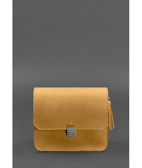 Leather women's boho bag Lilu yellow Crazy Horse