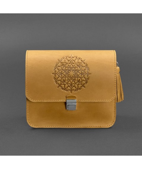 Leather women's boho bag Lilu yellow Crazy Horse