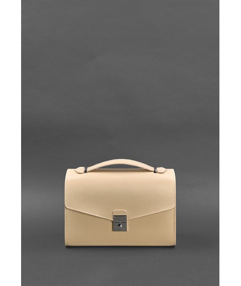 Women's leather crossbody bag Lola light beige