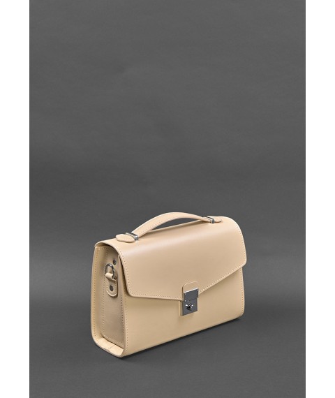 Women's leather crossbody bag Lola light beige