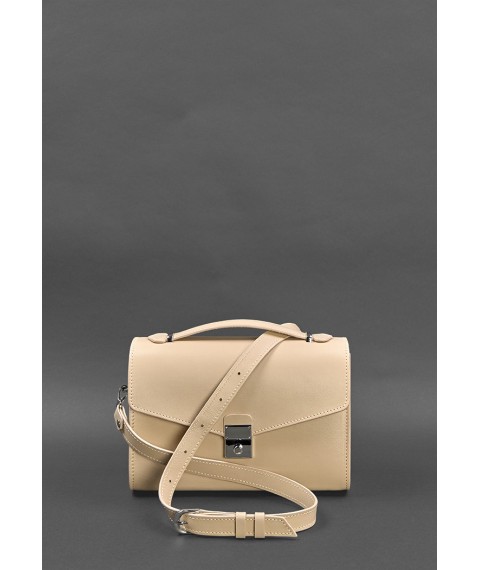 Women's leather crossbody bag Lola light beige