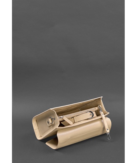 Women's leather crossbody bag Lola light beige