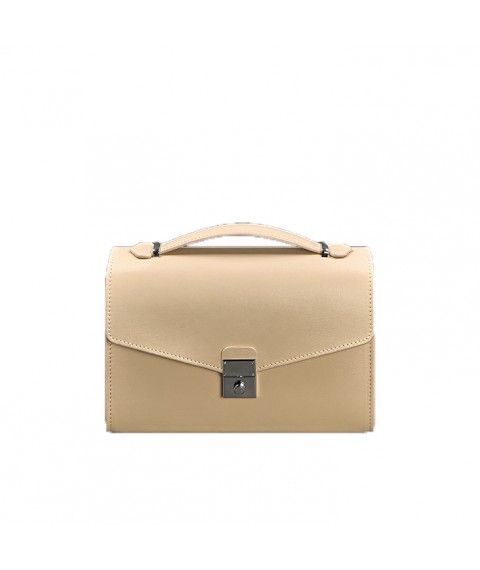 Women's leather crossbody bag Lola light beige