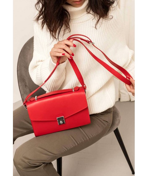 Women's leather crossbody bag Lola red