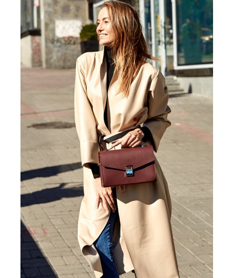 Women's leather crossbody bag Lola burgundy