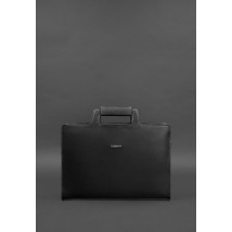 Кожаная сумка для ноутбука и документов черная Краст